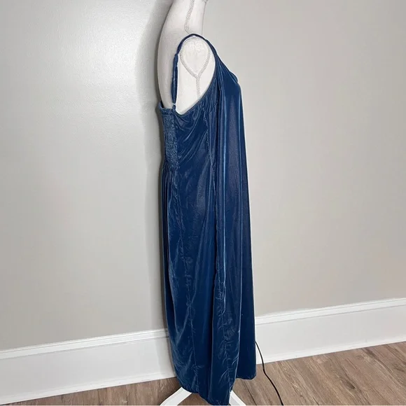 Old Navy Dark Teal Sleeveless Velvet Slip Maxi Dress Obscure Night Women Size XL - Picture 3 of 16